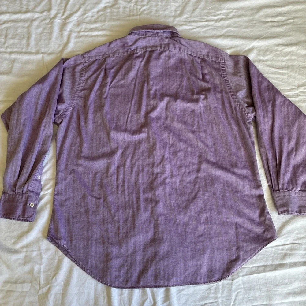 VTG Polo Ralph Lauren Philip Long Sleeve Button Up Men's L 16.5 34/35‎ Purple